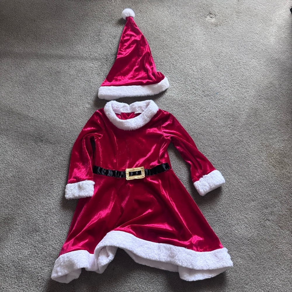 H&M Festive Girls Santa Costume Dress - Red and White
